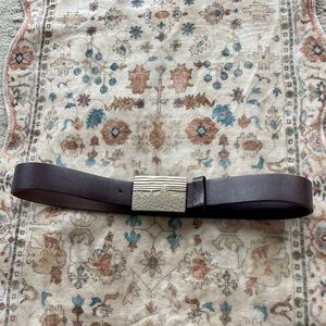 Patagonia Fitz Roy Skyline Western Brown Belt Silver Buckle